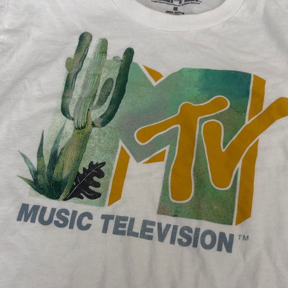 MTV White Tee with Green and Yellow Logo - Picture 3 of 5